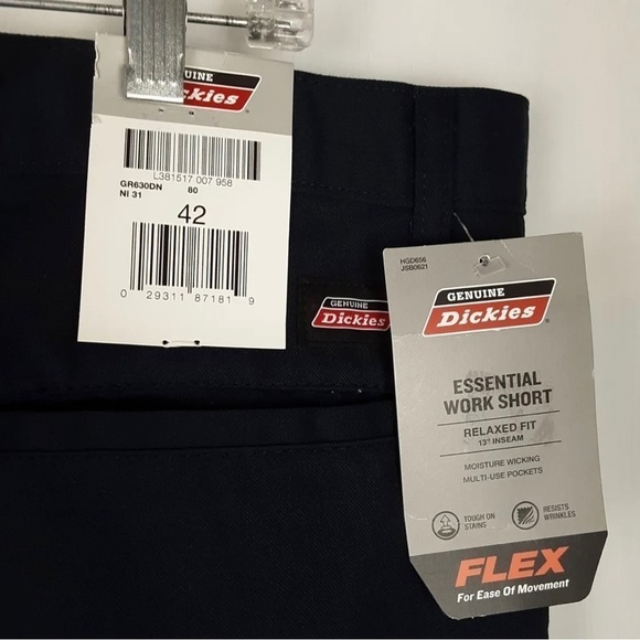 Dickies Men’s Size 42 Flex Work Short Relaxed Fit Navy Workwear Flat Front NWT - Picture 3 of 9